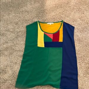 Joy Joy Colorful Geometric Sleeveless Top